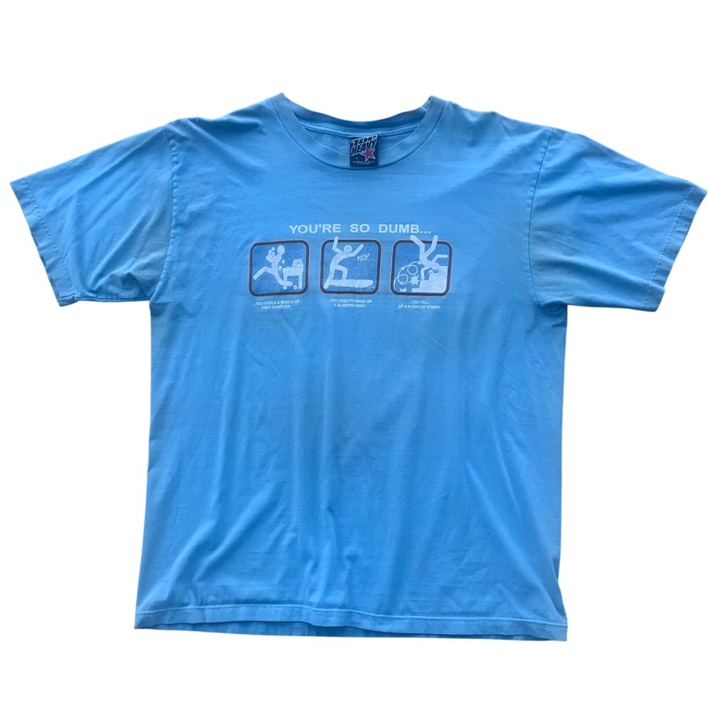 Vintage Top Heavy You're So Dumb Graphic T-Shirt Blue XL Funny Novelty Tee - Picture 1 of 10